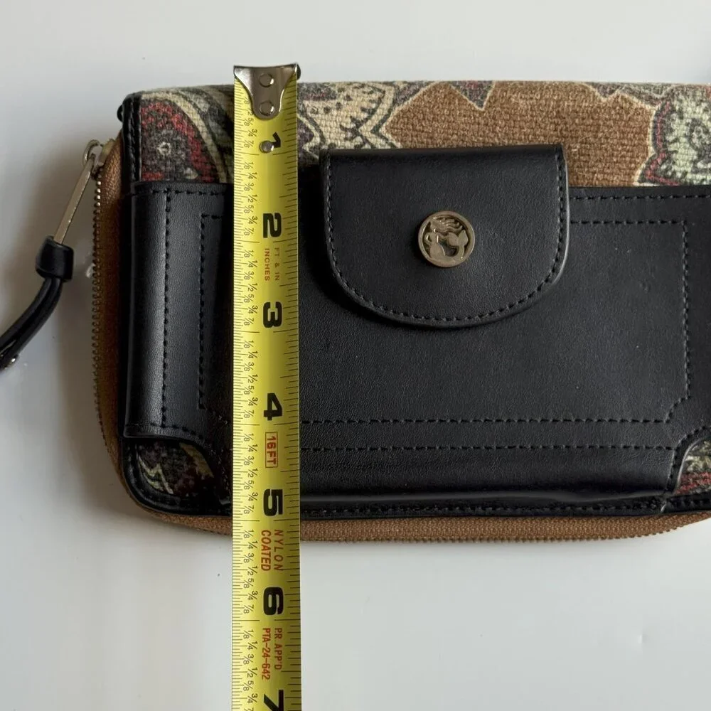 Spartina Black and Brown Women's Wristlet Wallet Cellphone Pocket